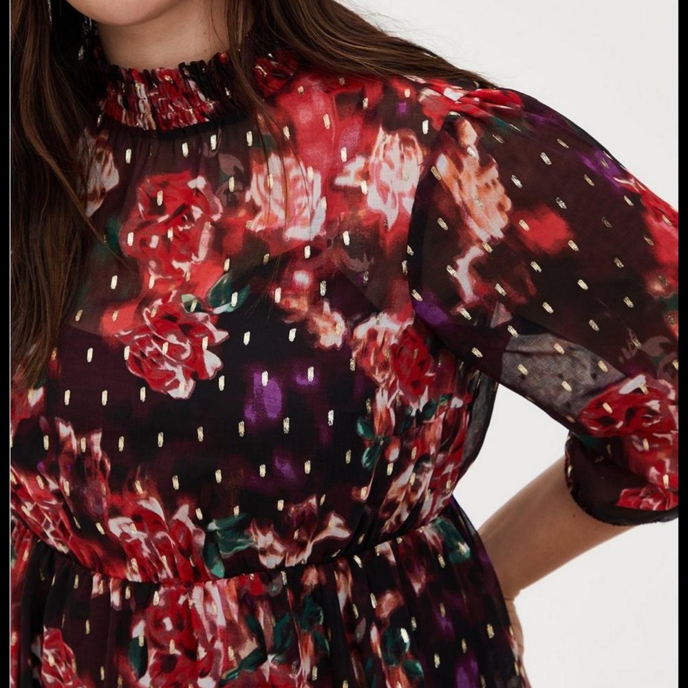 Floral burgandy mock neck dress | Torrid NWT 4x